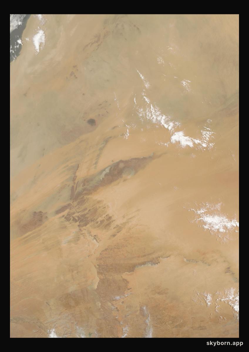 The Earth on 9 July 2007 · Eye of the Sahara, Mauritania