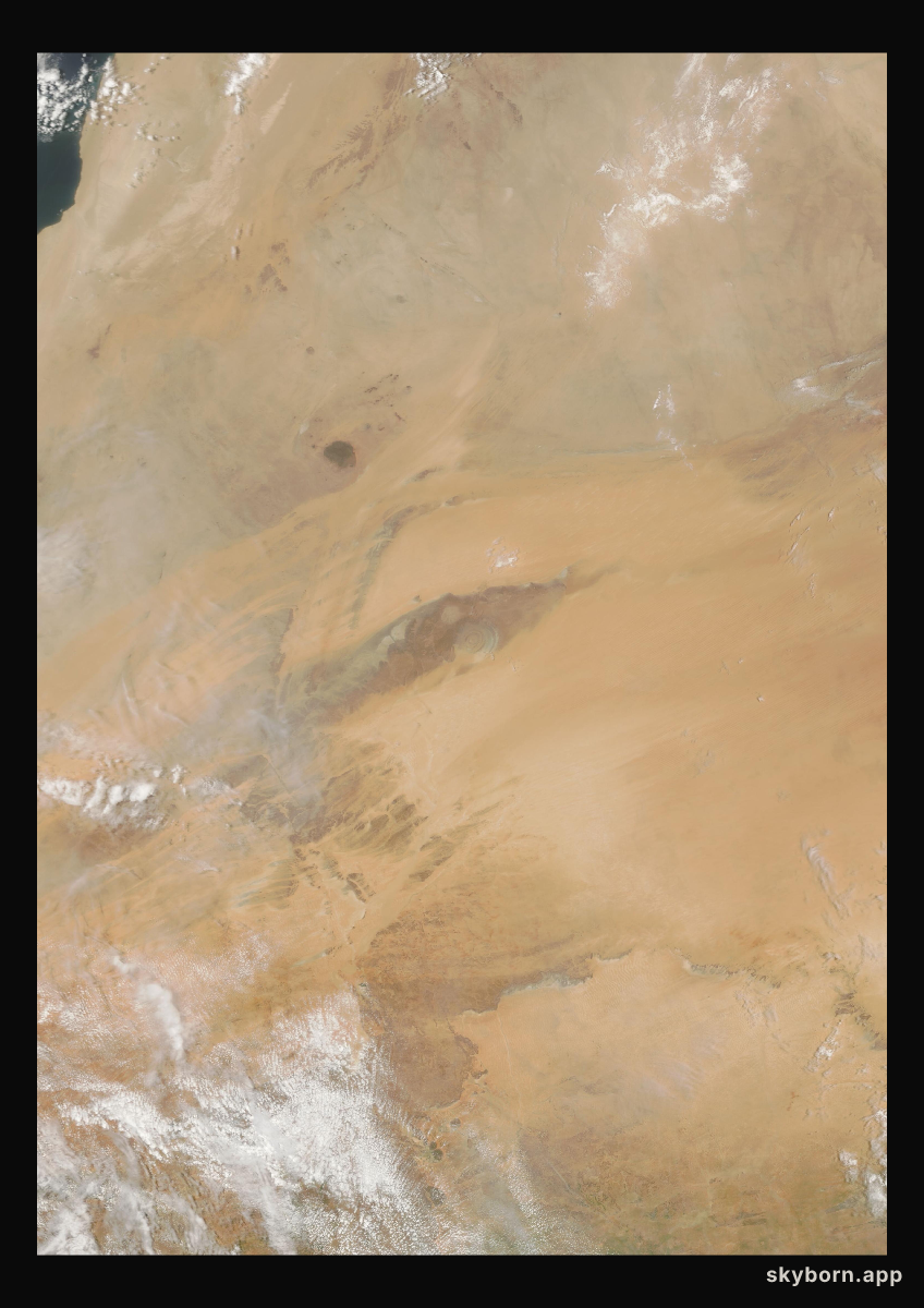 The Earth on 3 August 2007 · Eye of the Sahara, Mauritania