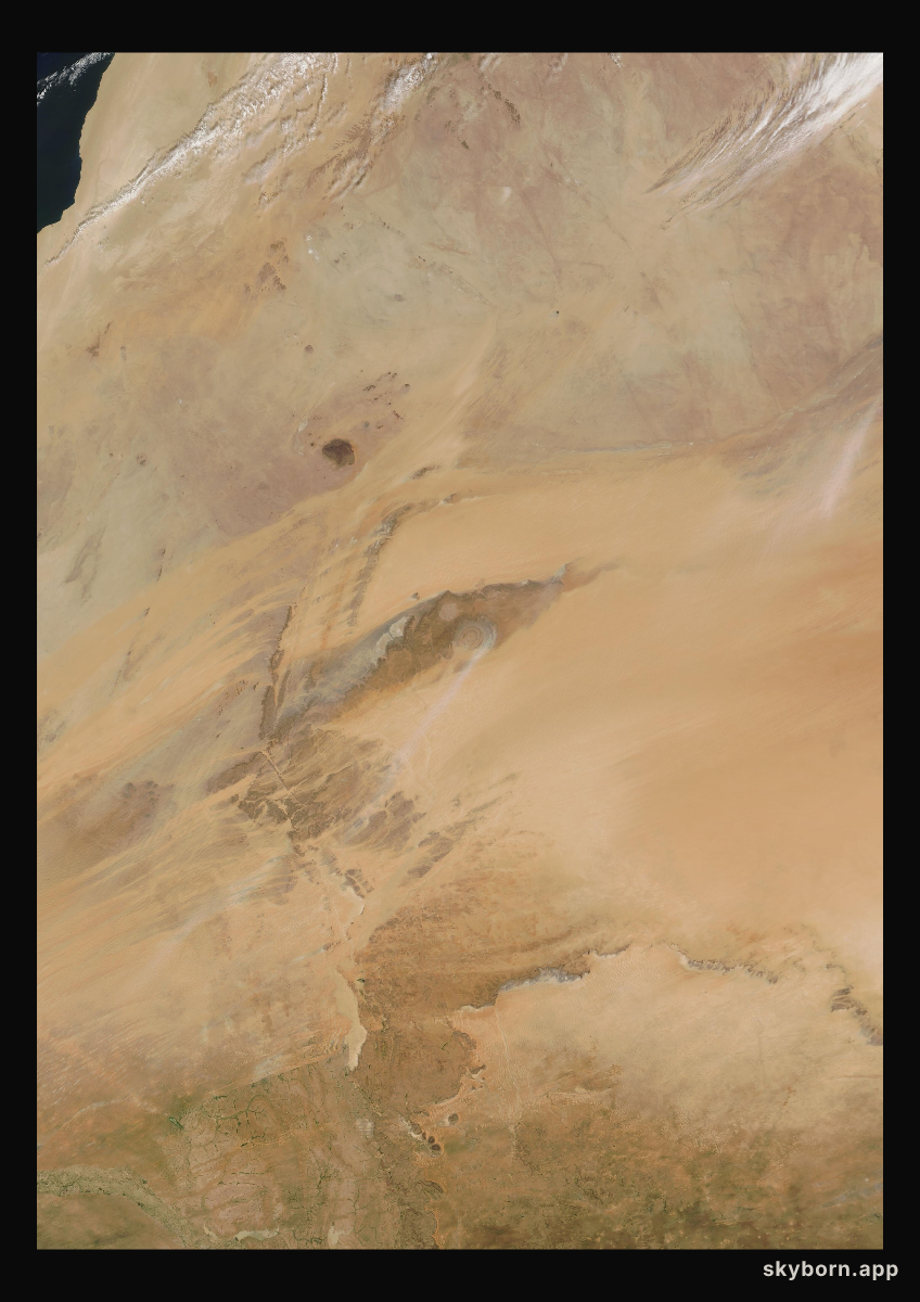 The Earth on 2 October 2007 · Eye of the Sahara, Mauritania