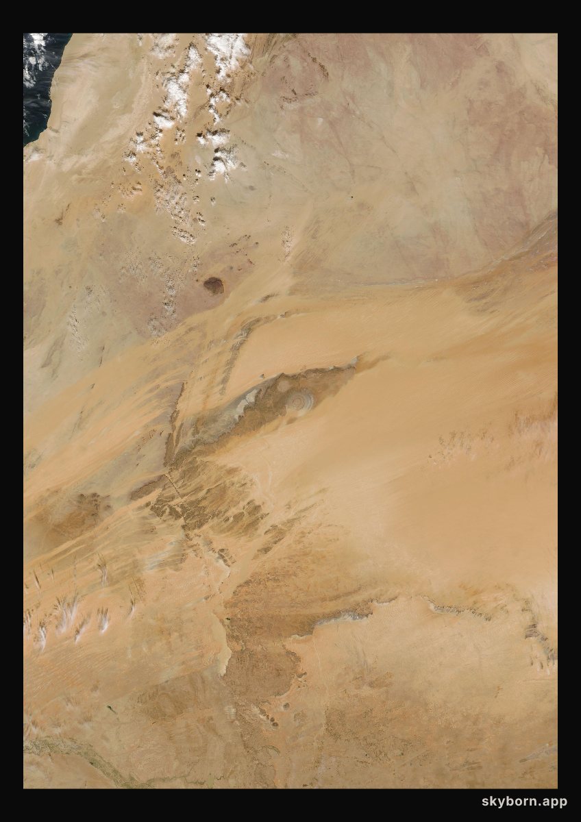The Earth on 24 January 2008 · Eye of the Sahara, Mauritania