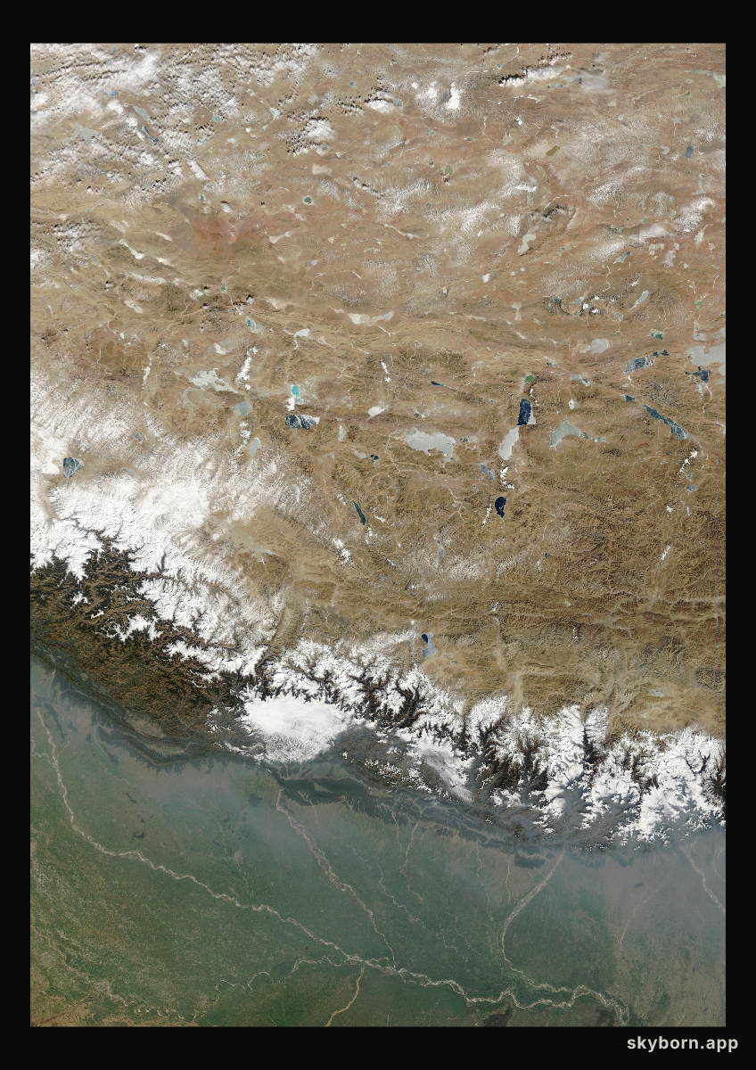 The Earth on 14 February 2008 · Himalaya and Tibet