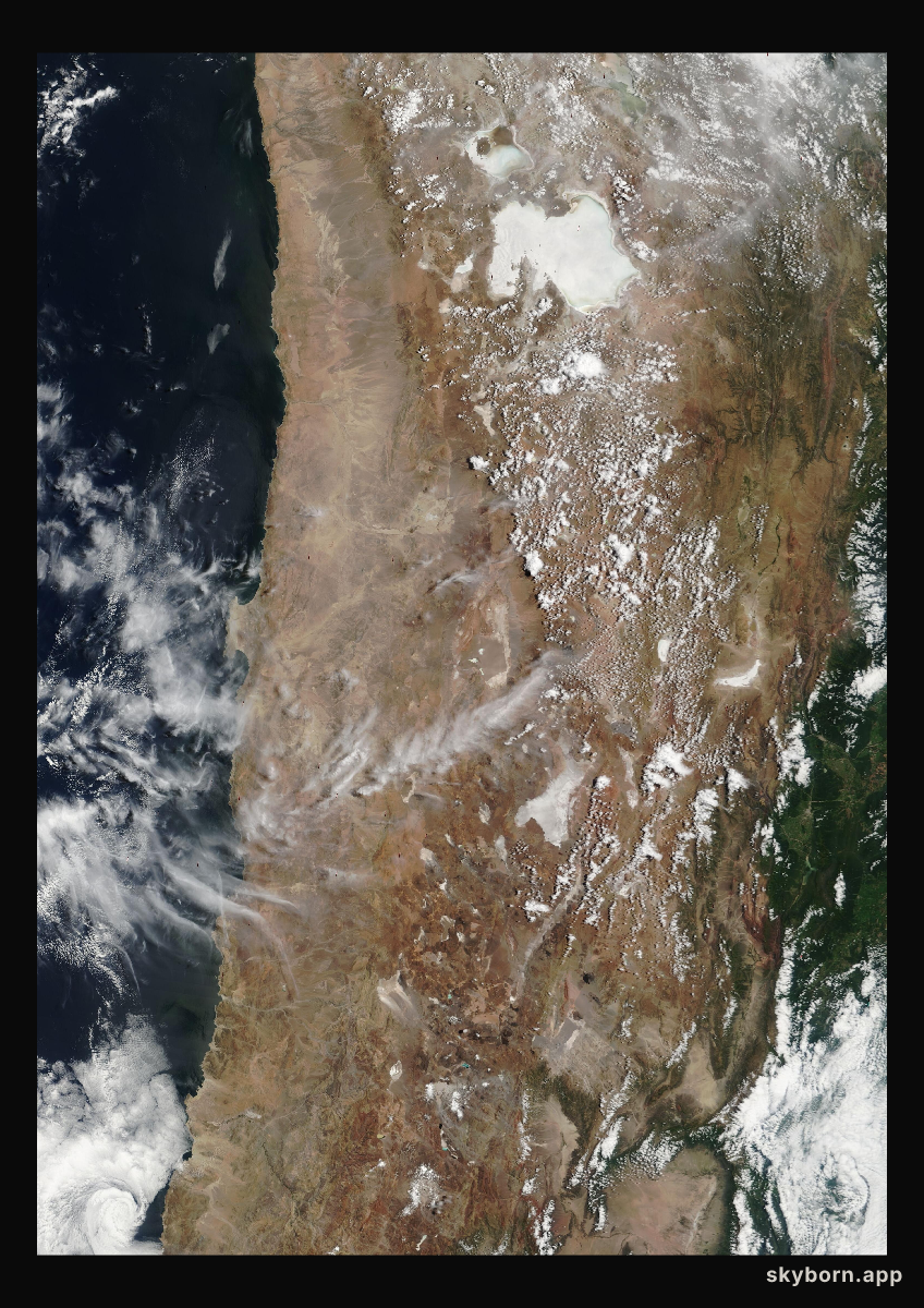 The Earth on 16 February 2008 · Atacama and the Andes