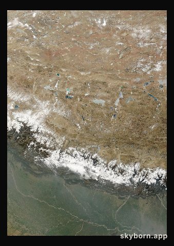 The Earth on 1 March 2008 · Himalaya and Tibet