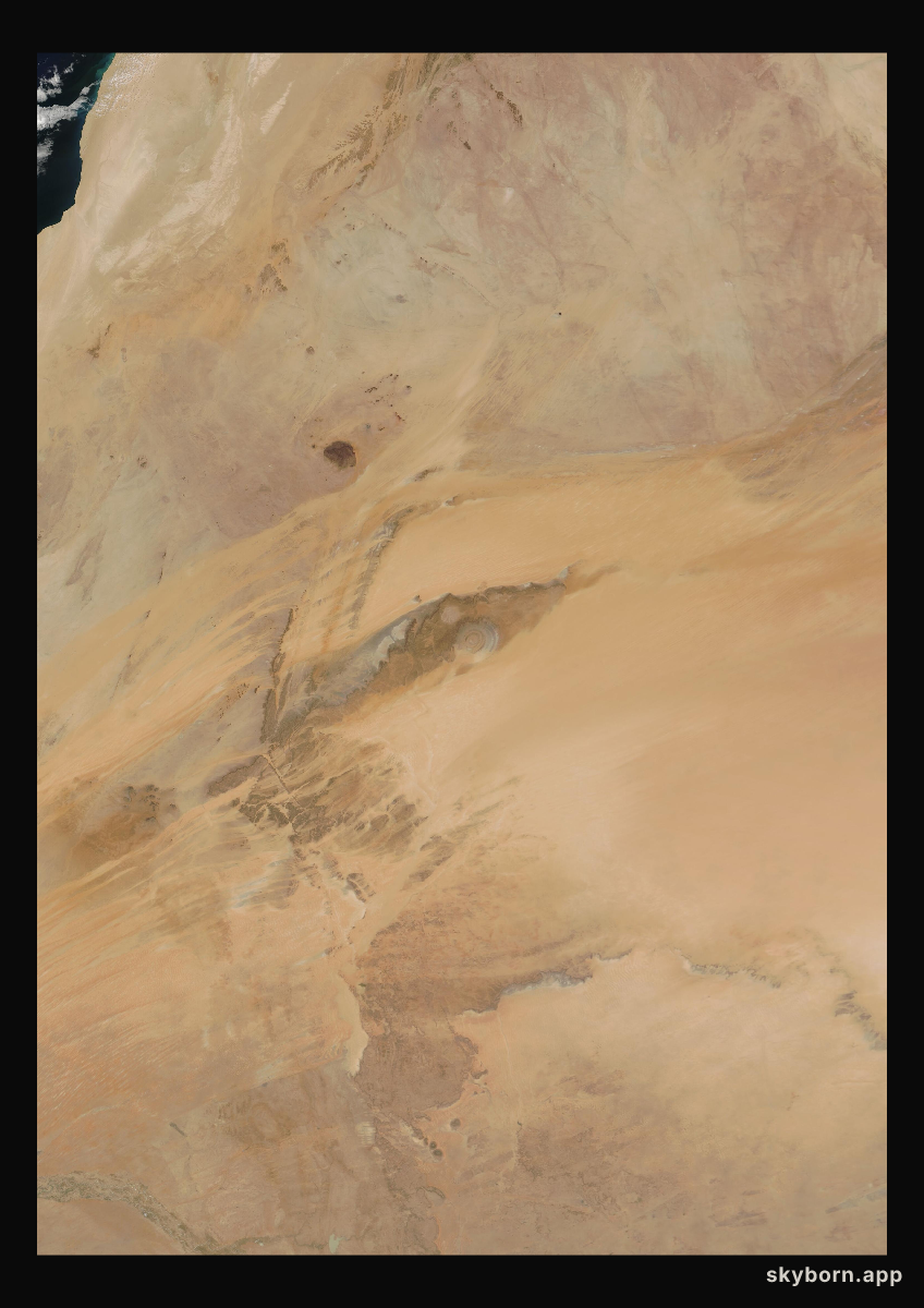 The Earth on 18 April 2008 · Eye of the Sahara, Mauritania