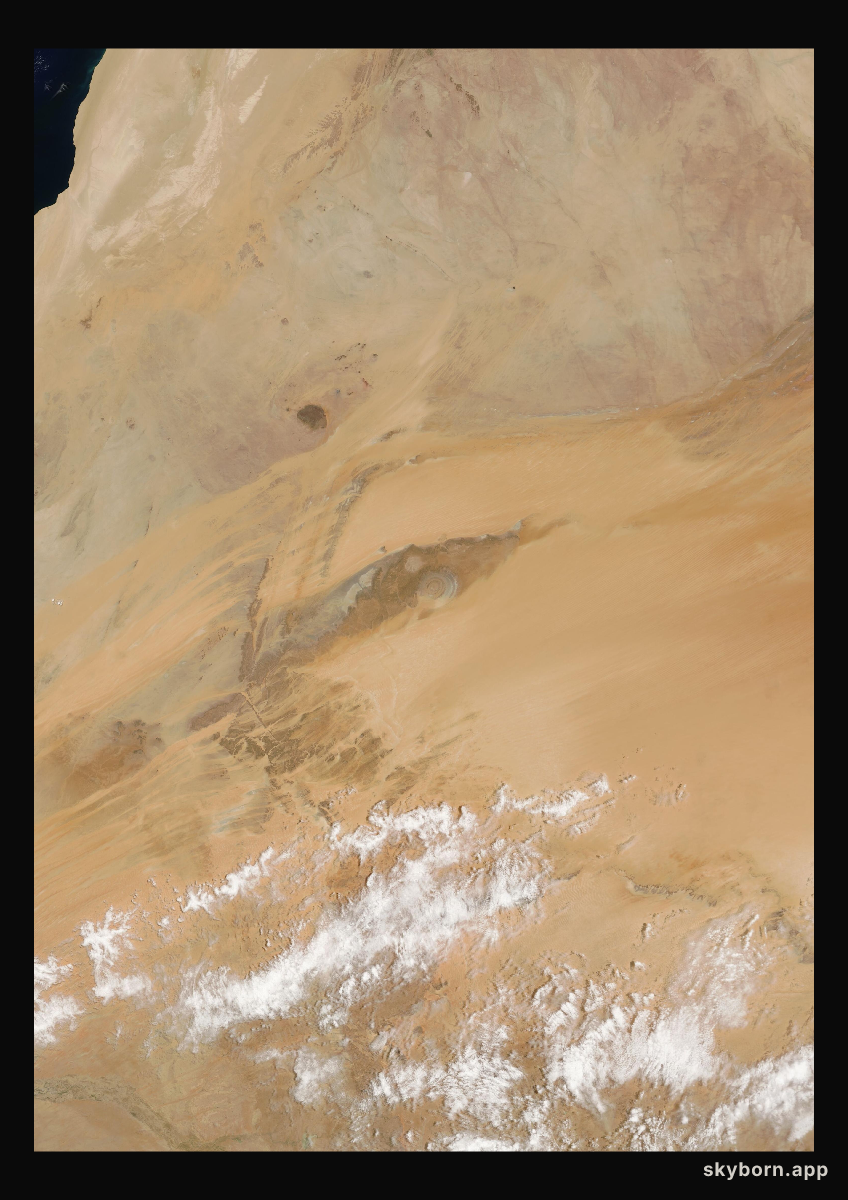 The Earth on 22 May 2008 · Eye of the Sahara, Mauritania