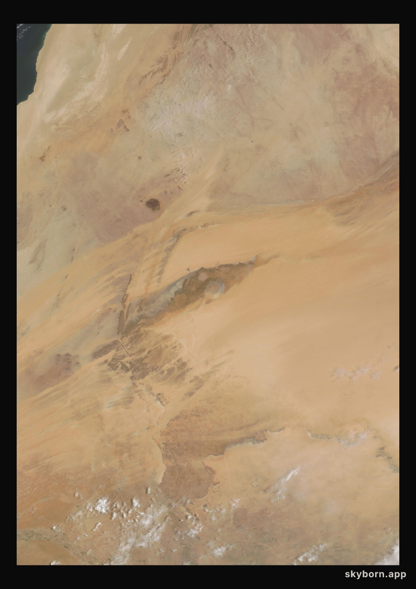 The Earth on 7 July 2008 · Eye of the Sahara, Mauritania