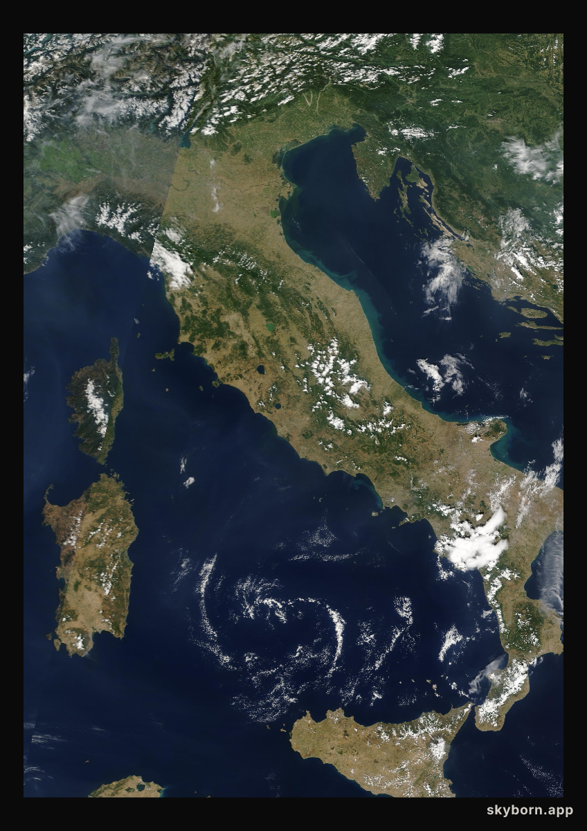 The Earth on 28 August 2008 · Italy and the Adriatic