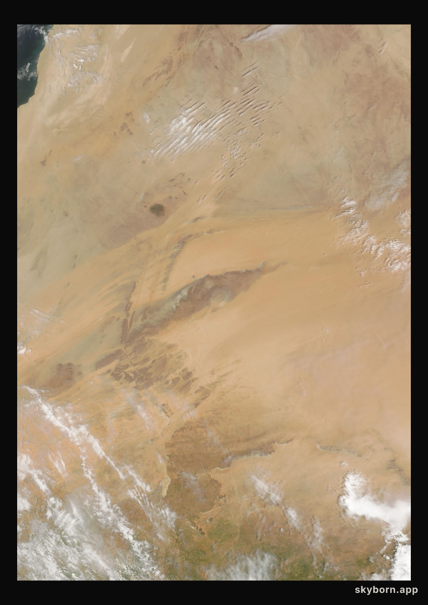 The Earth on 4 September 2008 · Eye of the Sahara, Mauritania