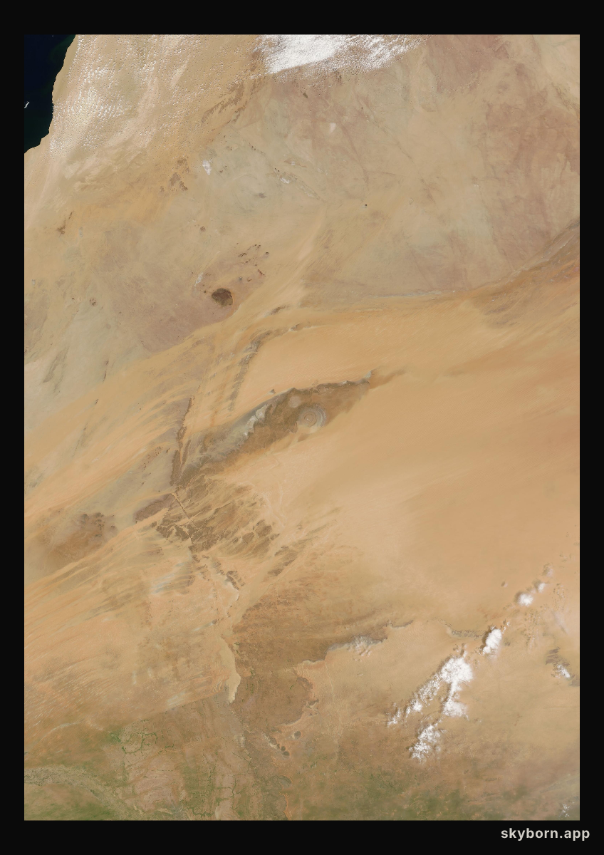 The Earth on 11 September 2008 · Eye of the Sahara, Mauritania