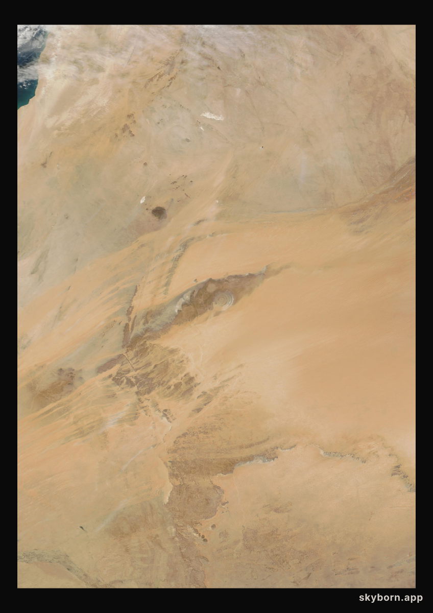 The Earth on 21 January 2009 · Eye of the Sahara, Mauritania
