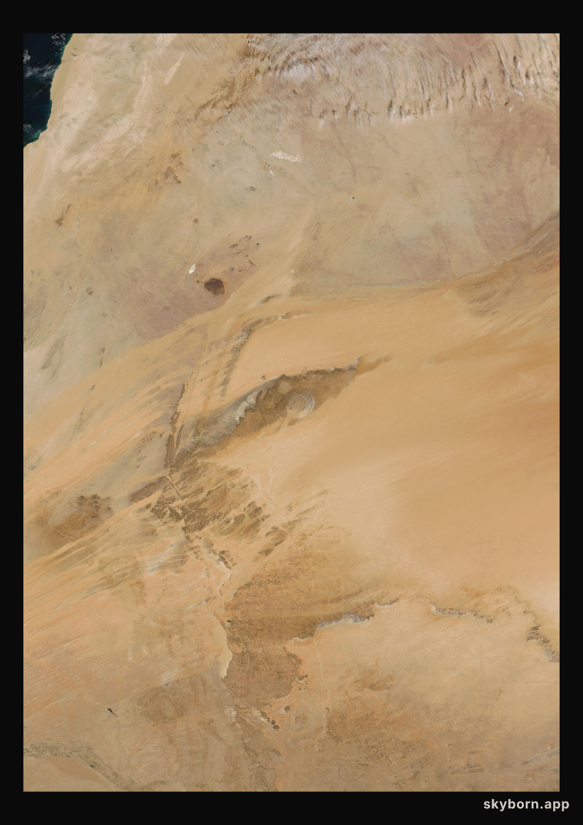 The Earth on 11 February 2009 · Eye of the Sahara, Mauritania
