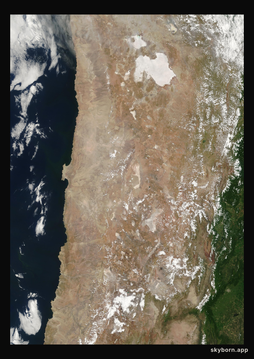 The Earth on 15 February 2009 · Atacama and the Andes