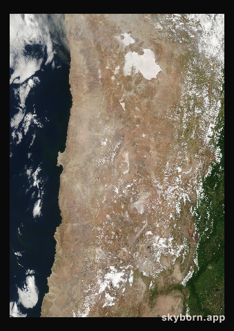 The Earth on 15 February 2009 · Atacama and the Andes