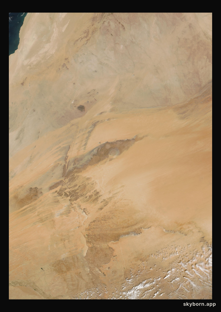 The Earth on 1 March 2009 · Eye of the Sahara, Mauritania
