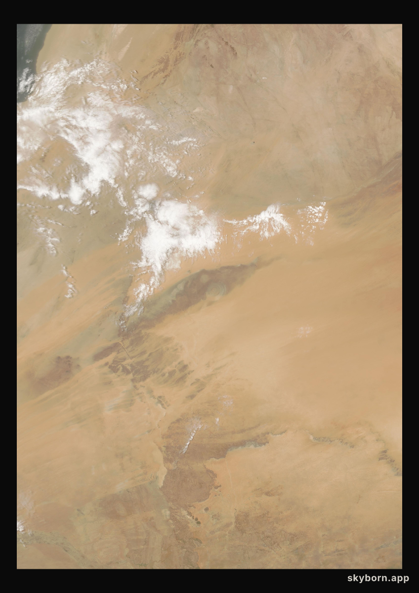 The Earth on 23 July 2009 · Eye of the Sahara, Mauritania