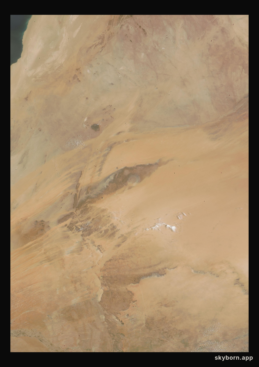 The Earth on 26 July 2009 · Eye of the Sahara, Mauritania