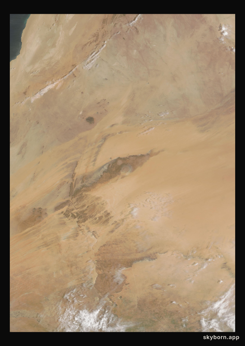 The Earth on 2 August 2009 · Eye of the Sahara, Mauritania