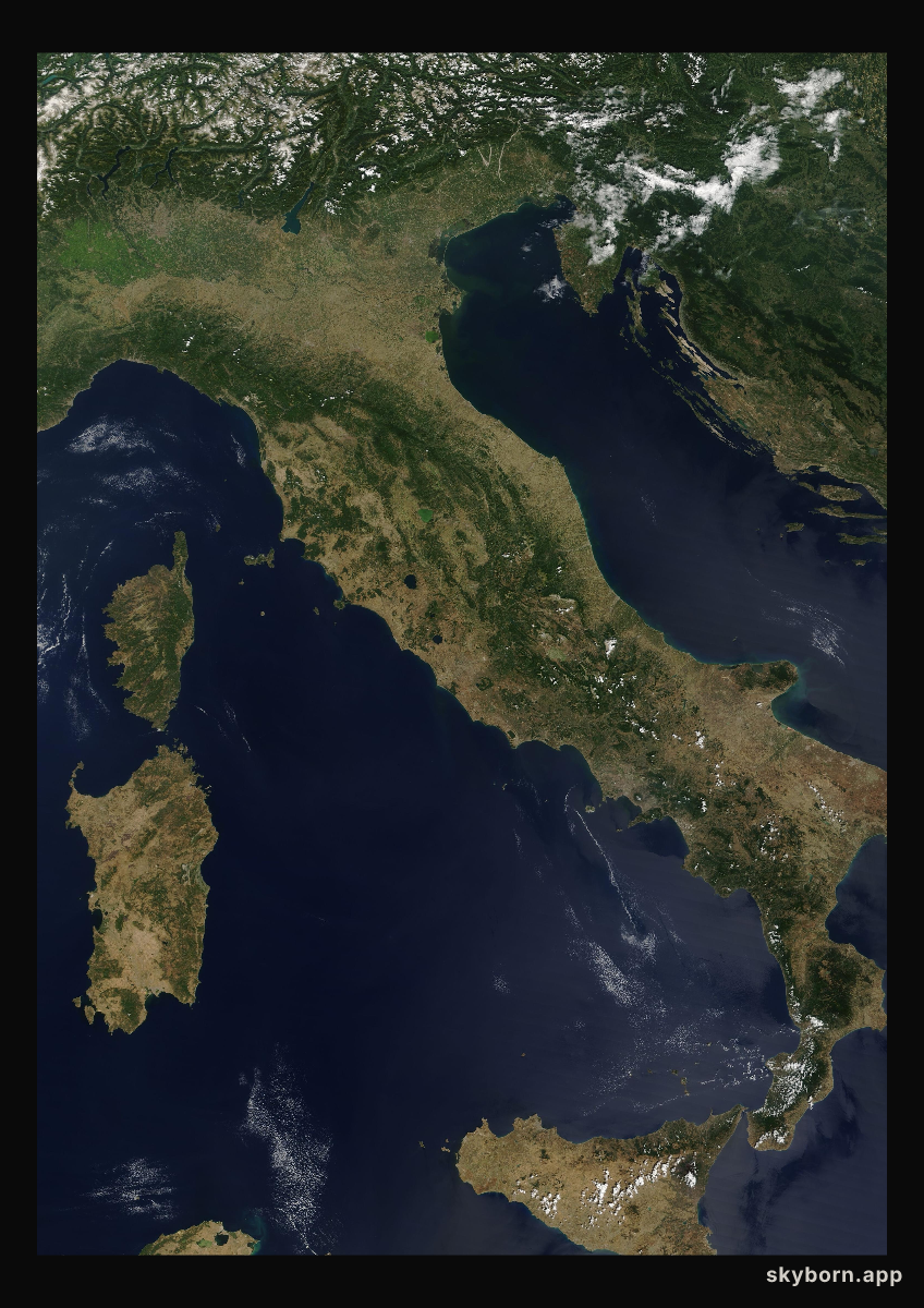 The Earth on 18 August 2009 · Italy and the Adriatic