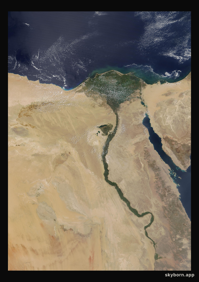 The Earth on 28 August 2009 · Nile Delta and Sinai