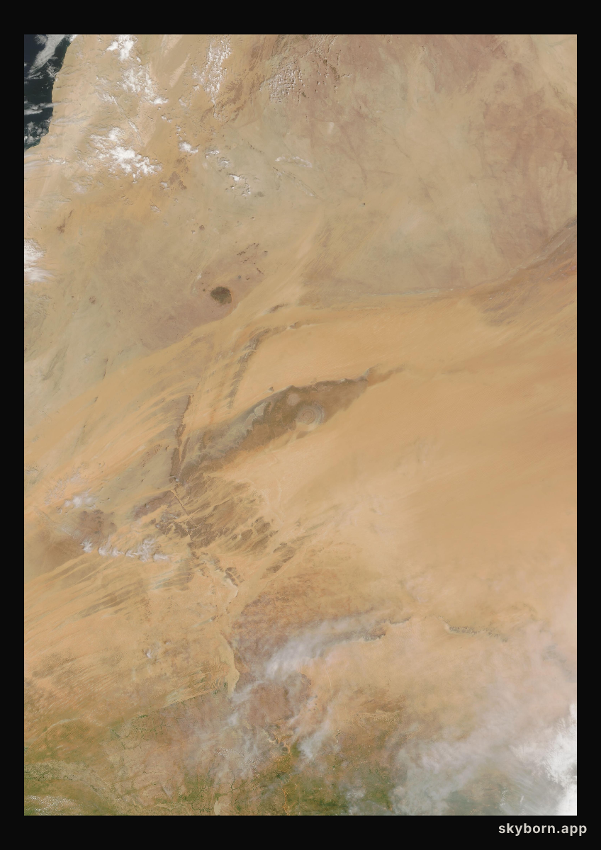 The Earth on 29 August 2009 · Eye of the Sahara, Mauritania