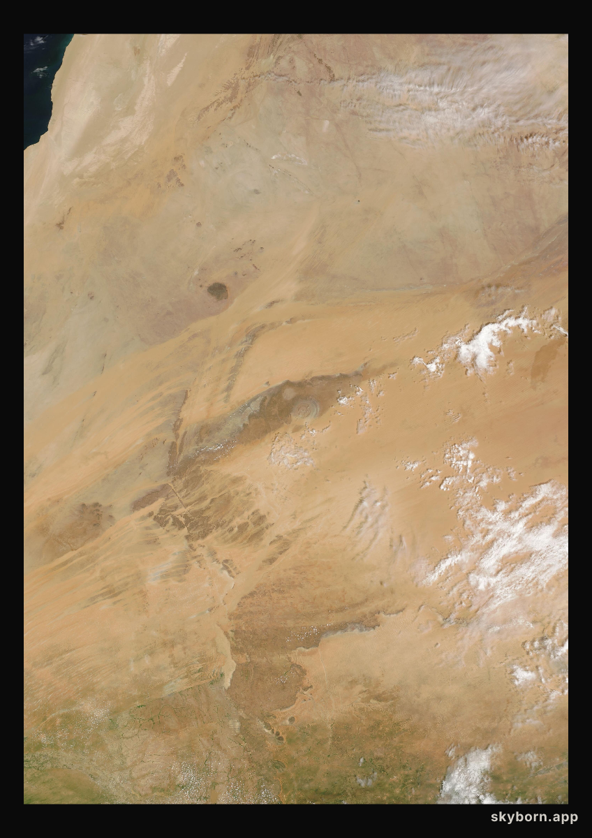The Earth on 7 September 2009 · Eye of the Sahara, Mauritania