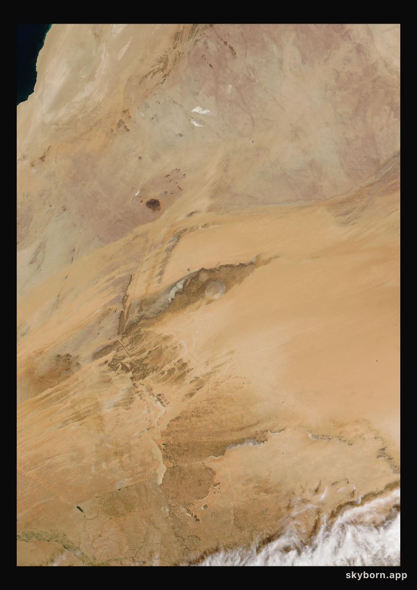 The Earth on 10 December 2009 · Eye of the Sahara, Mauritania