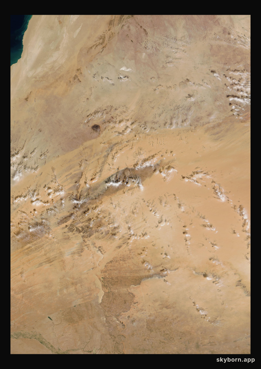 The Earth on 2 January 2010 · Eye of the Sahara, Mauritania