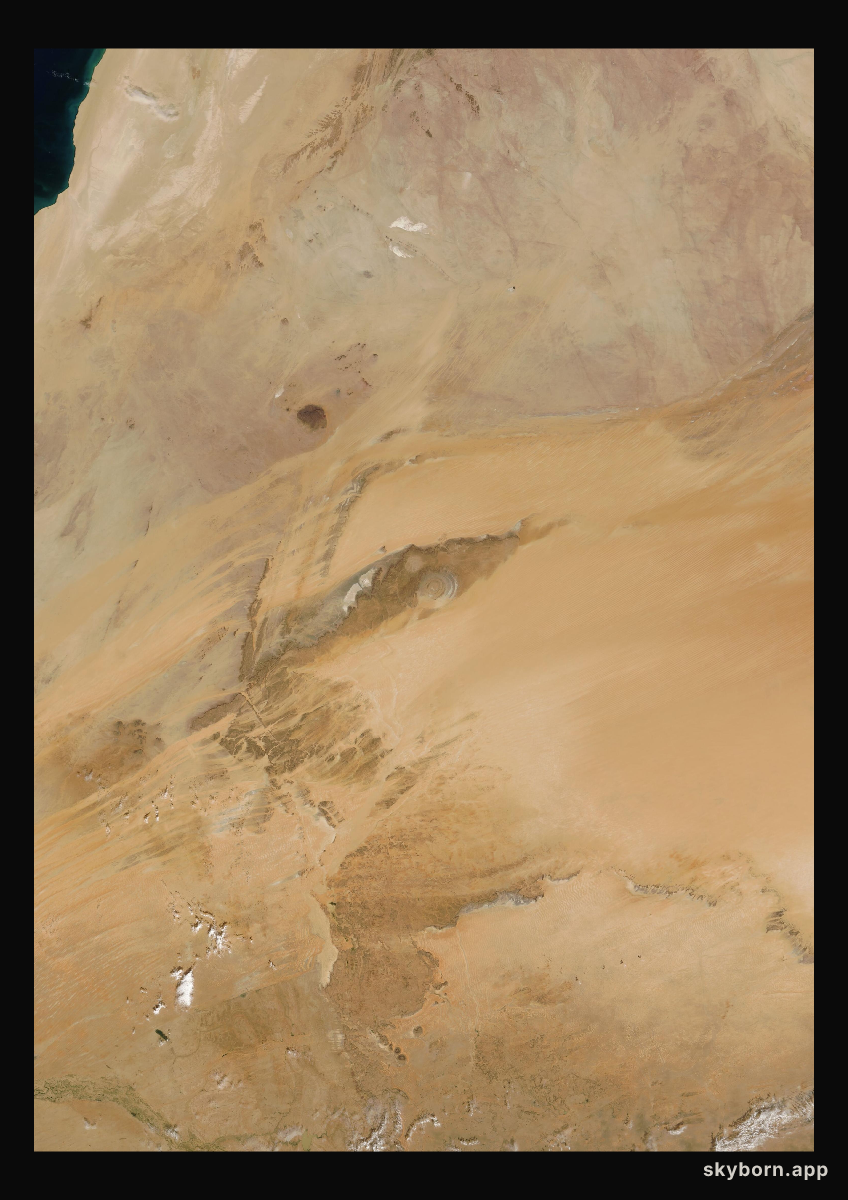 The Earth on 29 January 2010 · Eye of the Sahara, Mauritania