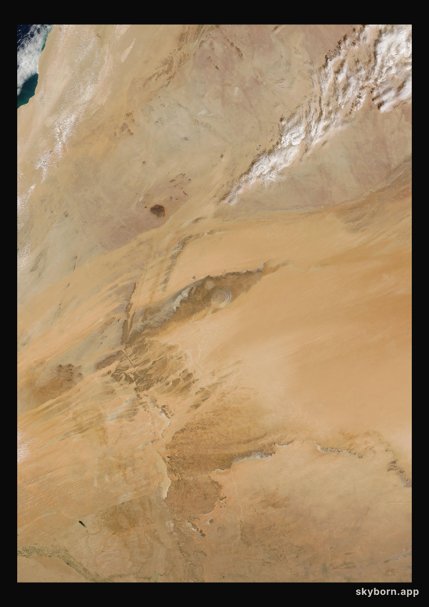 The Earth on 14 February 2010 · Eye of the Sahara, Mauritania
