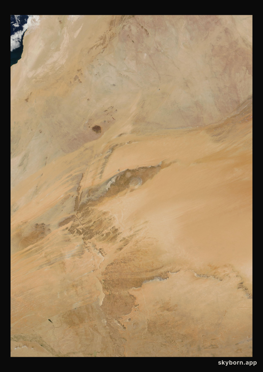 The Earth on 23 February 2010 · Eye of the Sahara, Mauritania