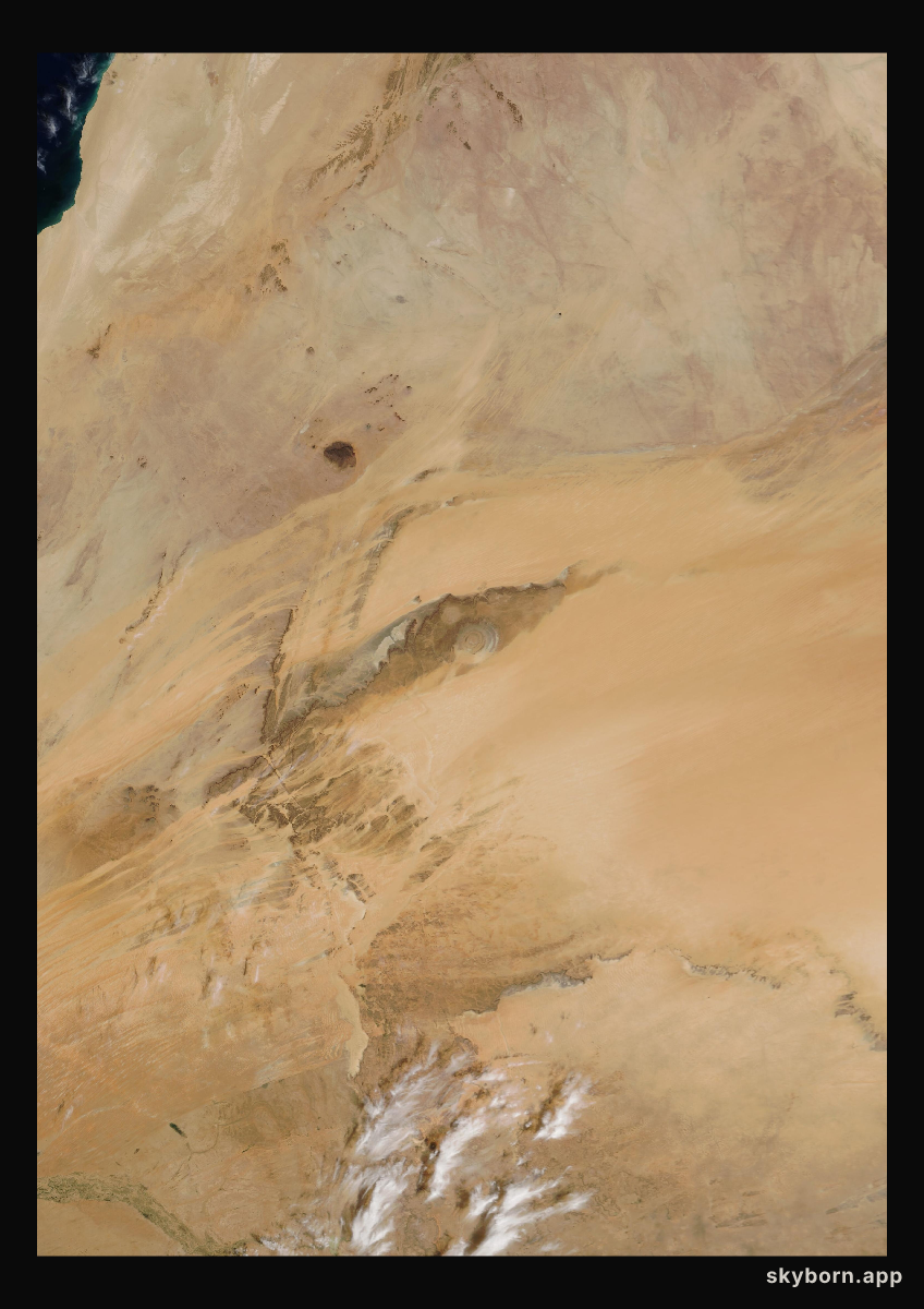 The Earth on 26 February 2010 · Eye of the Sahara, Mauritania