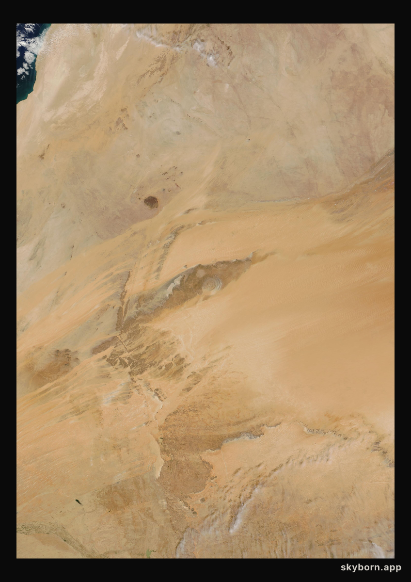 The Earth on 11 March 2010 · Eye of the Sahara, Mauritania