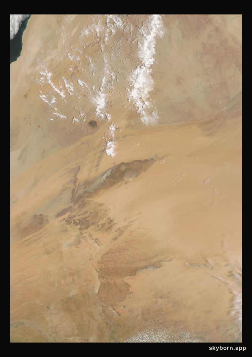 The Earth on 22 July 2010 · Eye of the Sahara, Mauritania
