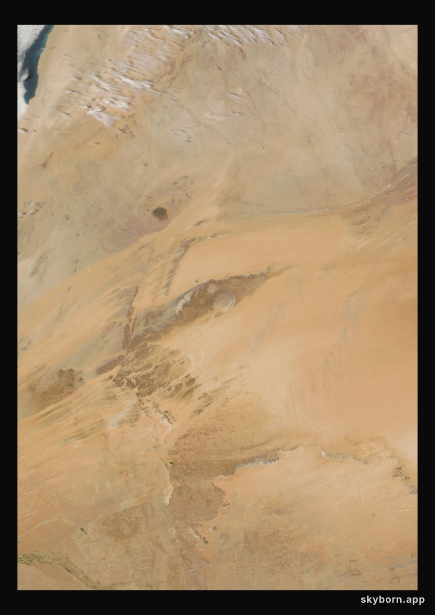 The Earth on 9 April 2014 · Eye of the Sahara, Mauritania