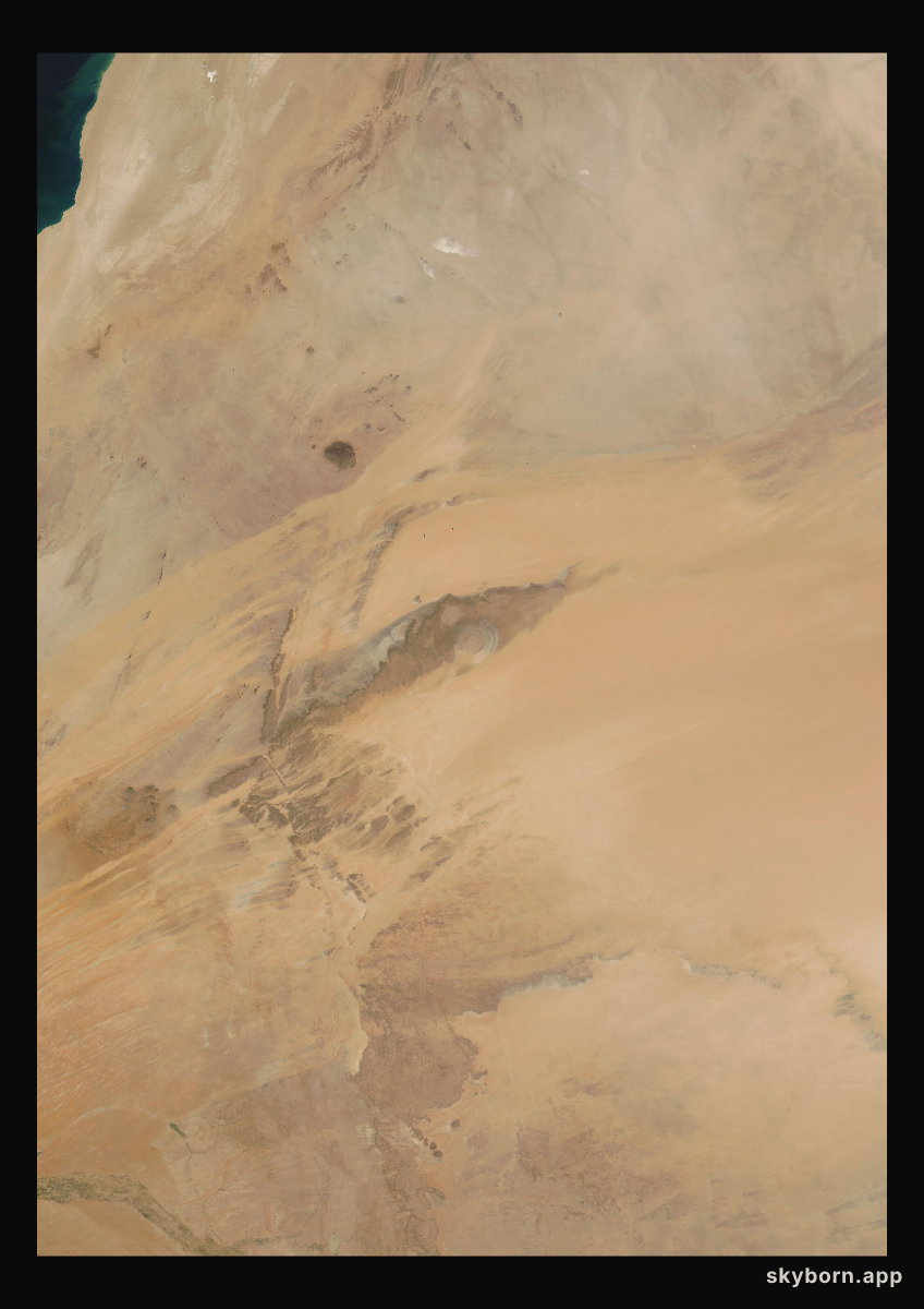 The Earth on 5 March 2015 · Eye of the Sahara, Mauritania
