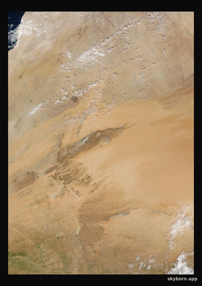 The Earth on 12 October 2015 · Eye of the Sahara, Mauritania