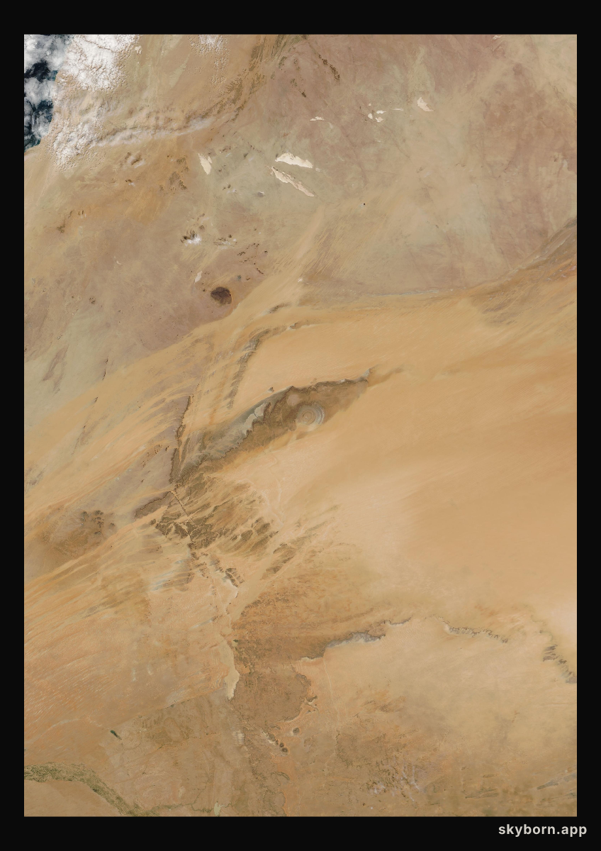 The Earth on 7 March 2016 · Eye of the Sahara, Mauritania