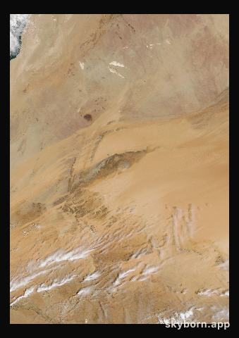 The Earth on 1 April 2016 · Eye of the Sahara, Mauritania