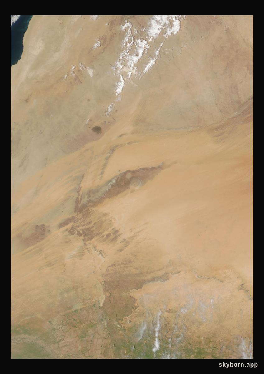 The Earth on 5 September 2016 · Eye of the Sahara, Mauritania