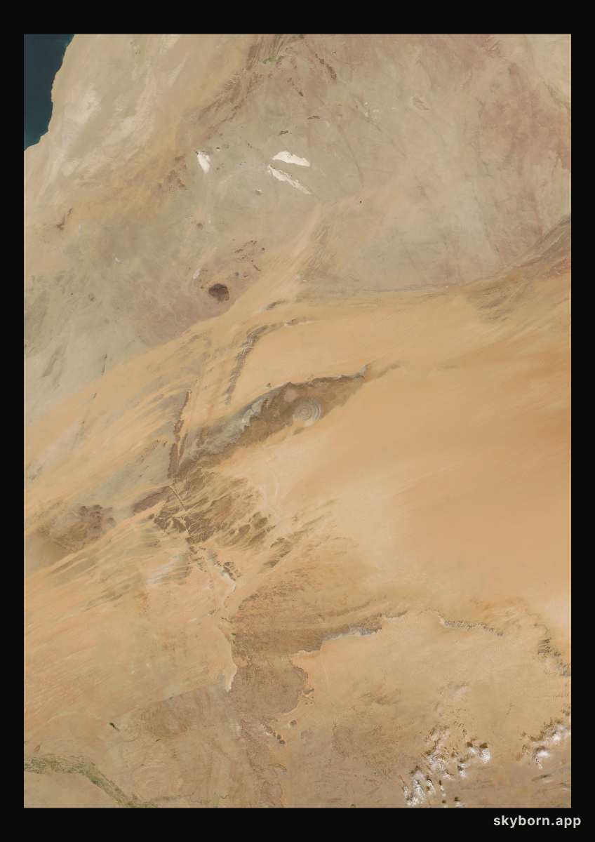 The Earth on 2 January 2017 · Eye of the Sahara, Mauritania