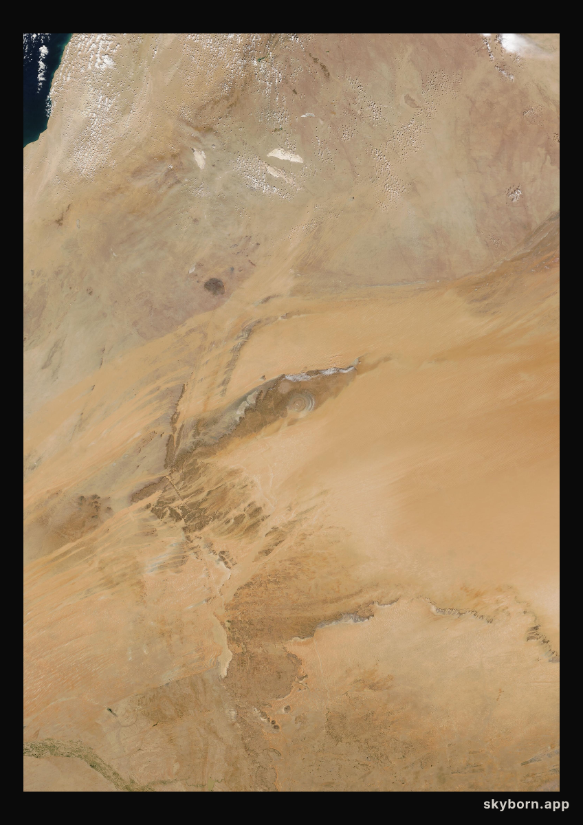 The Earth on 1 February 2017 · Eye of the Sahara, Mauritania