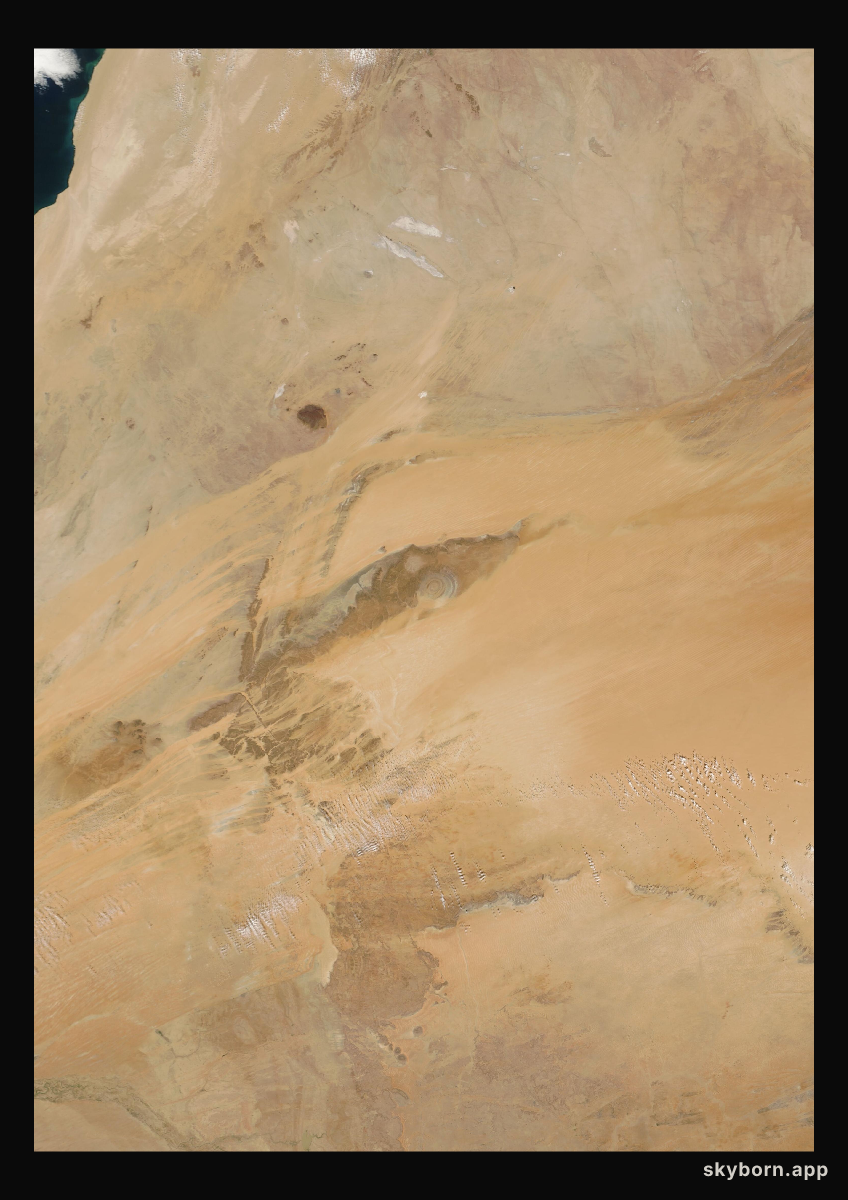 The Earth on 22 February 2018 · Eye of the Sahara, Mauritania