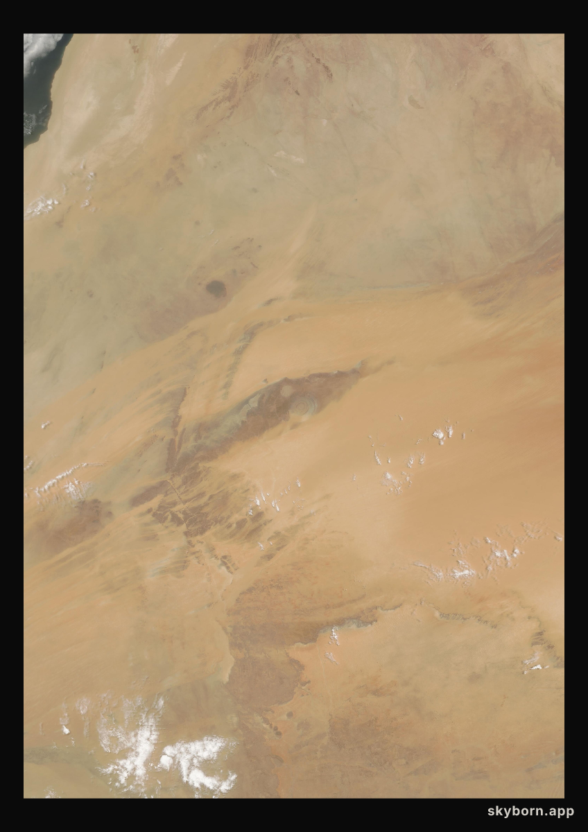 The Earth on 21 June 2018 · Eye of the Sahara, Mauritania