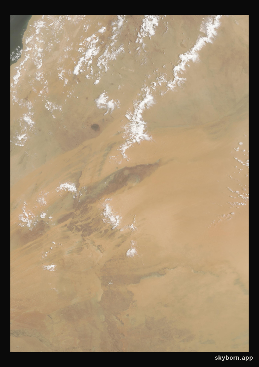 The Earth on 5 July 2018 · Eye of the Sahara, Mauritania