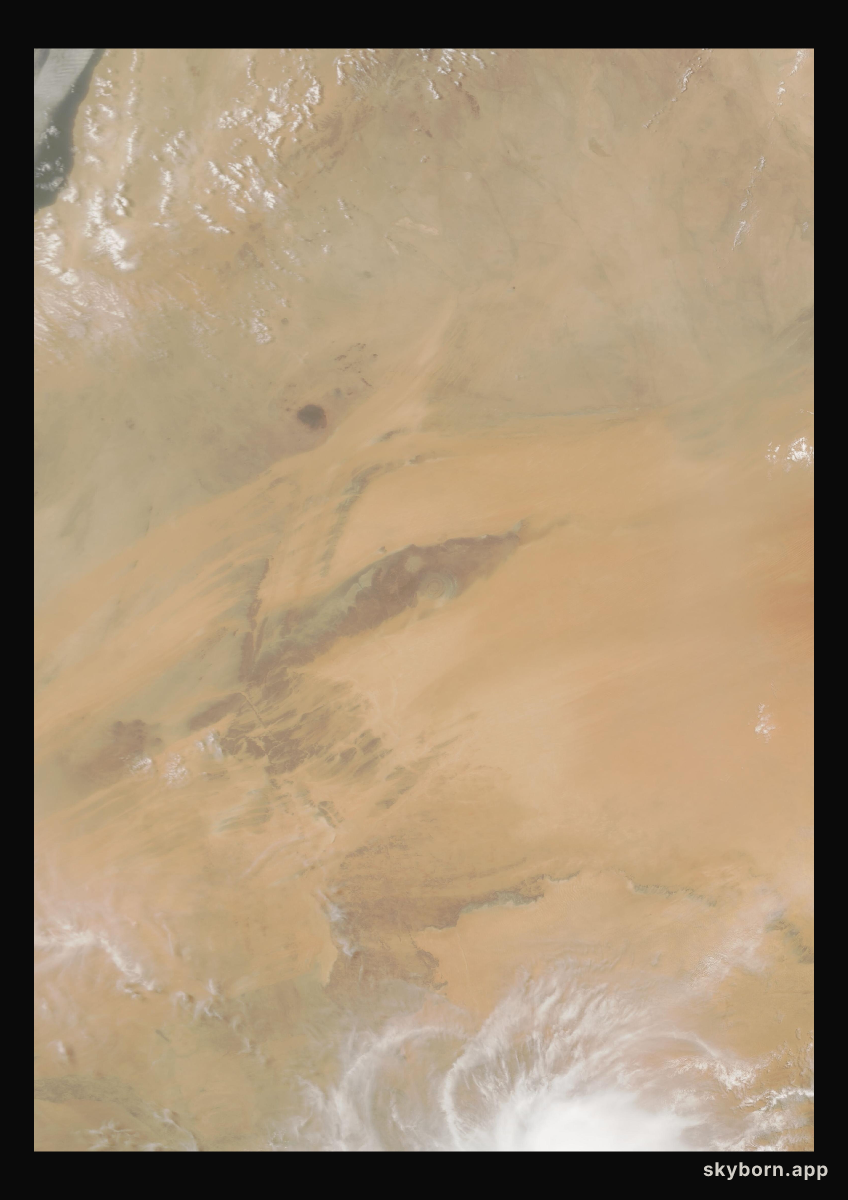 The Earth on 9 July 2018 · Eye of the Sahara, Mauritania