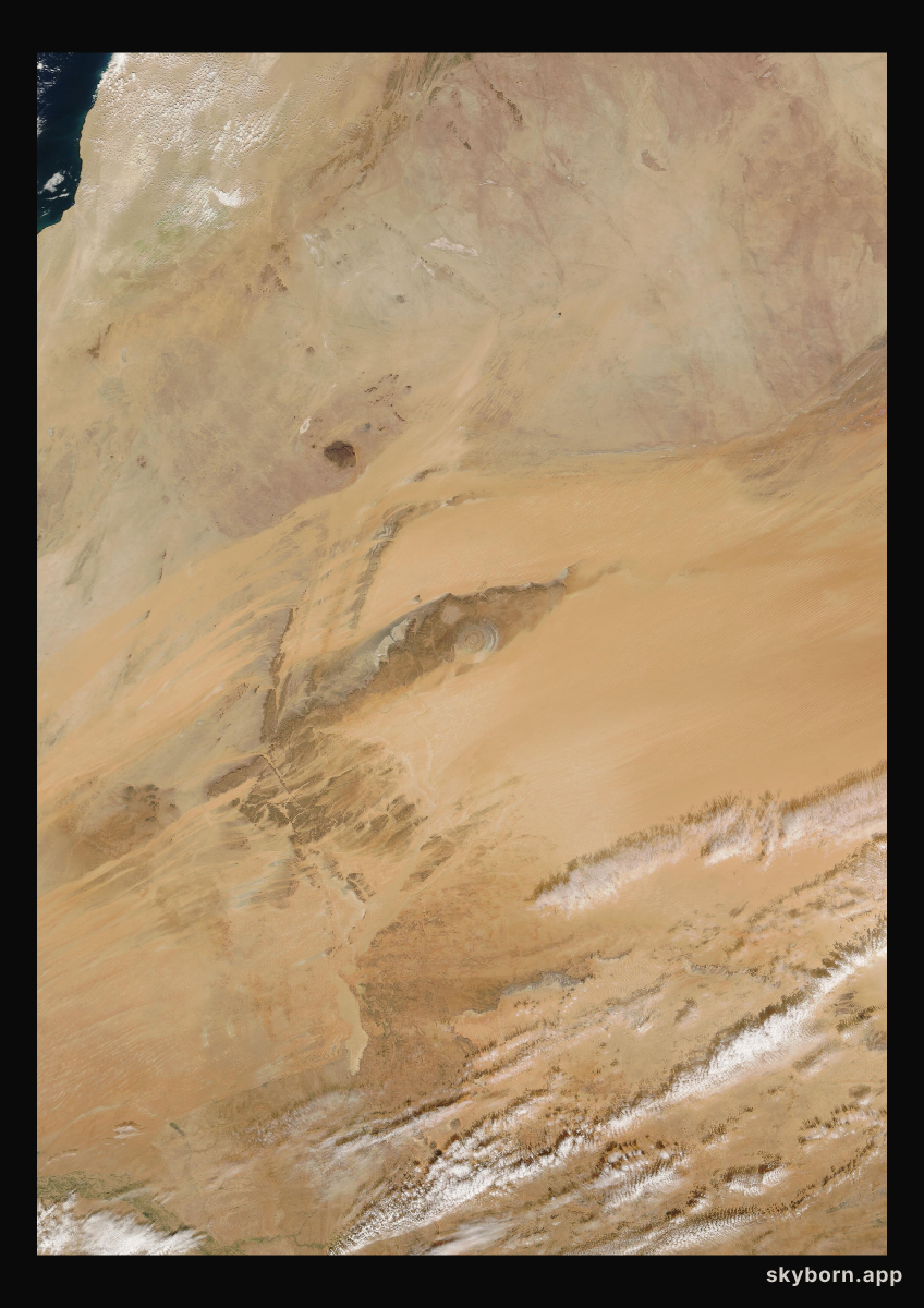 The Earth on 14 December 2018 · Eye of the Sahara, Mauritania