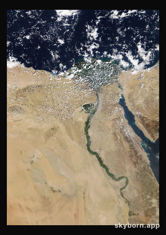The Earth on 22 February 2019 · Nile Delta and Sinai