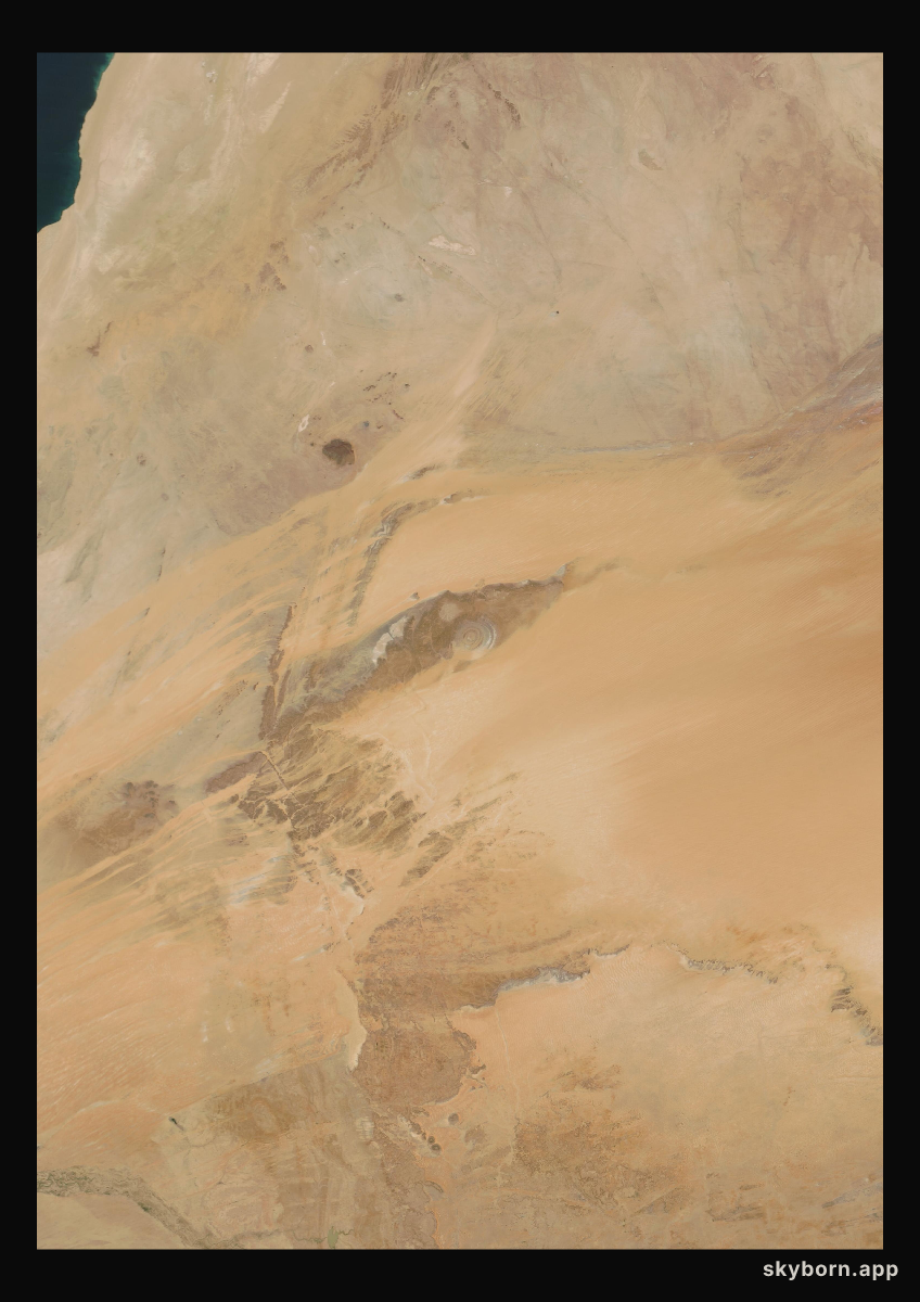 The Earth on 25 February 2019 · Eye of the Sahara, Mauritania