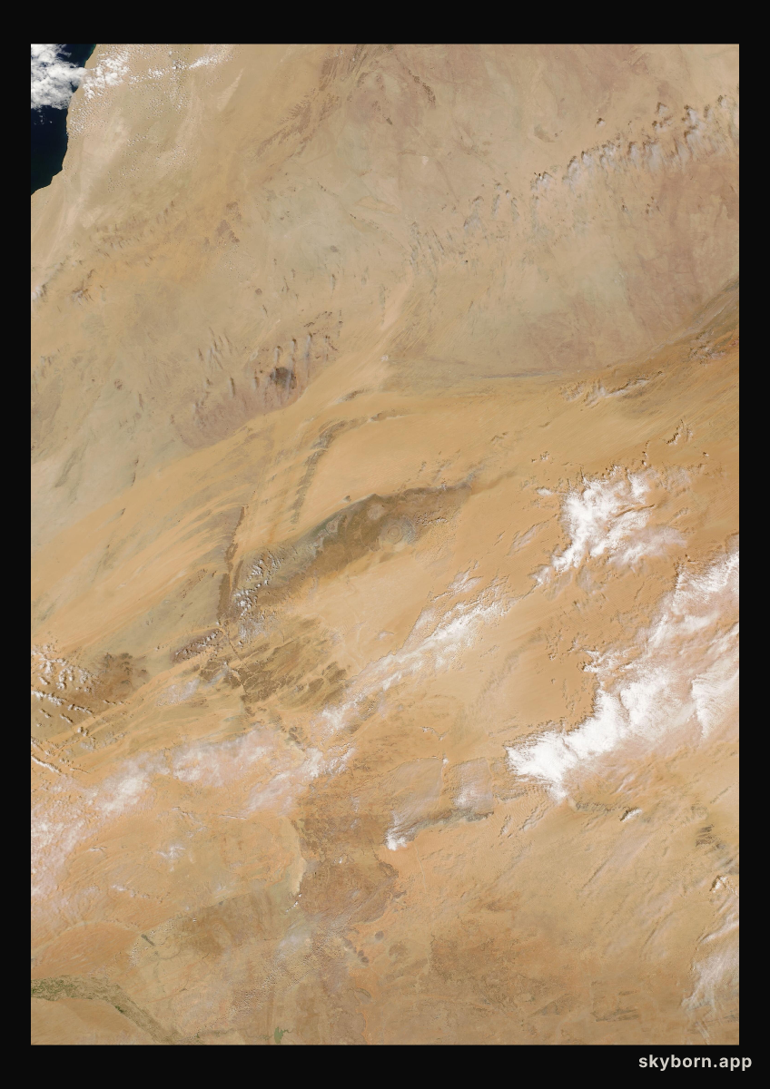 The Earth on 5 April 2019 · Eye of the Sahara, Mauritania