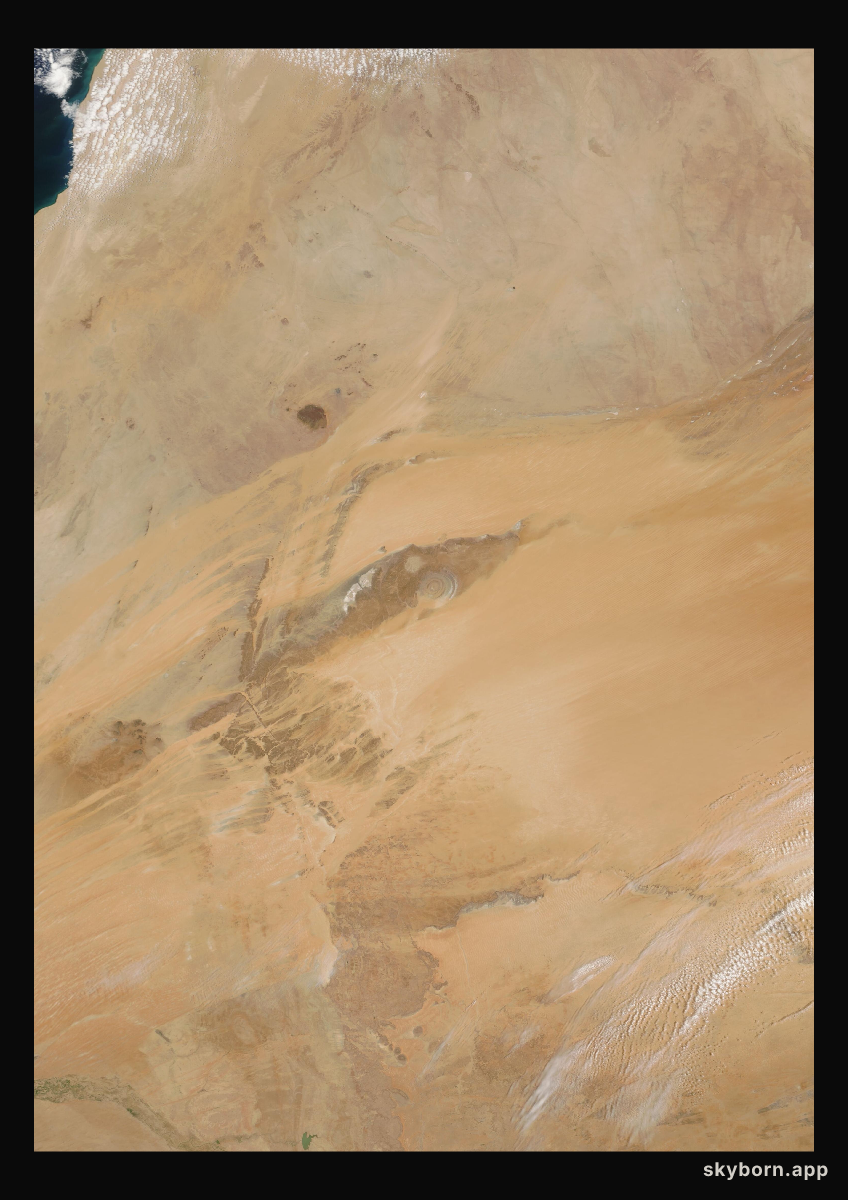 The Earth on 21 April 2019 · Eye of the Sahara, Mauritania